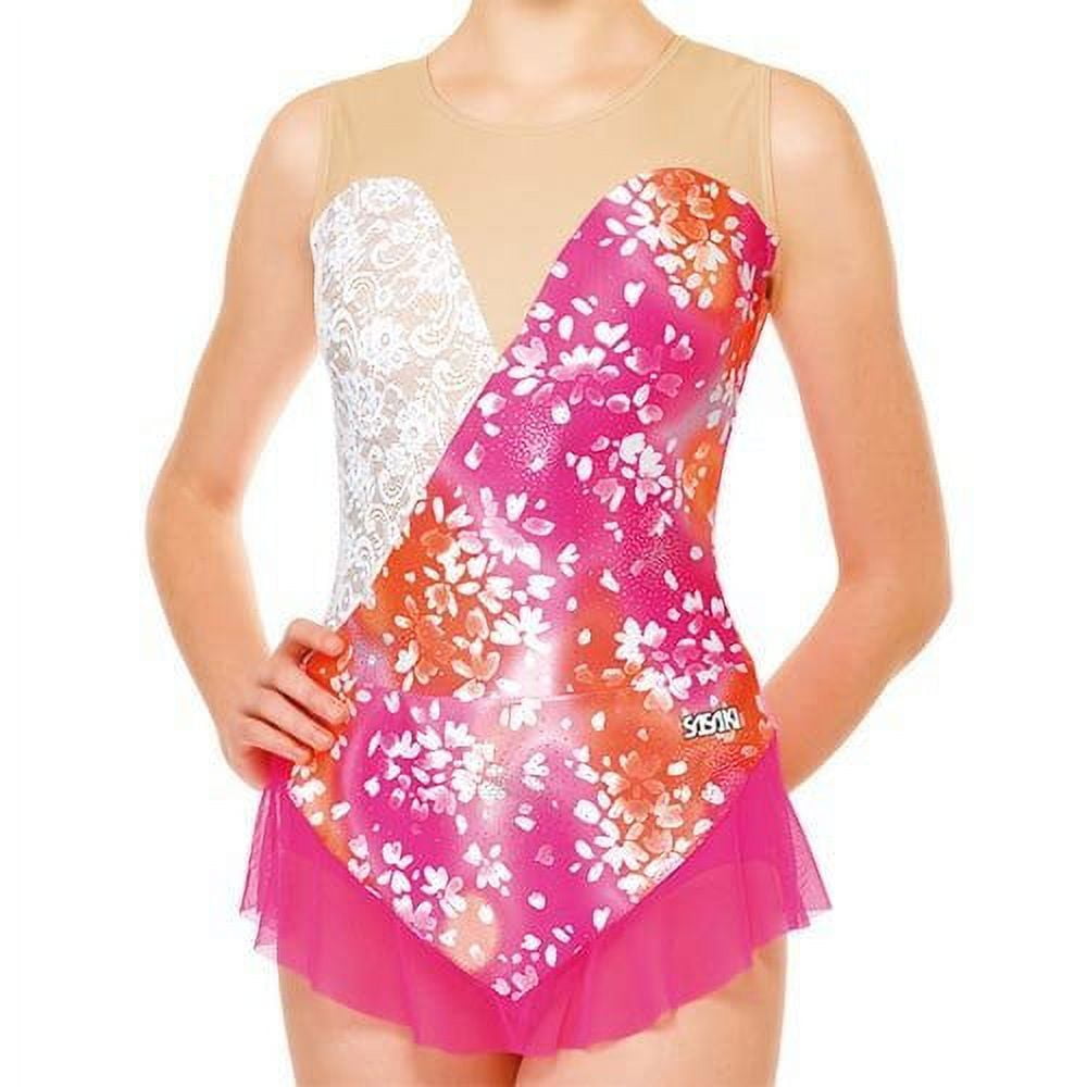 SASAKI Rhythmic Gymnastics Leotard with Skirt 7365S Pink x White (PW) S
