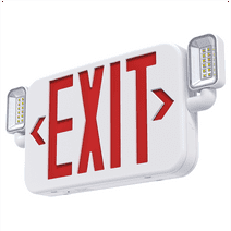 SASELUX Led Combo Emergency Exit Sign Light with Two Adjustable Head Backup Battery,US Standard Red Letter Commercial,UL 924,AC120/277V(1 Pack)