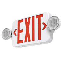 SASELUX Red Led Exit Sign Emergency Light Combo Adjustable Two Head, Double Sided and Battery Backup Exit Light, Contractor Select, AC 120/277V
