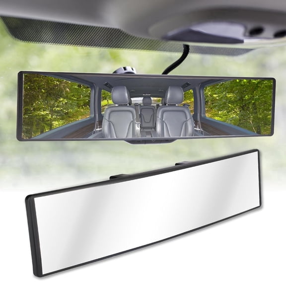 SASIO Rear View Mirror, Universal 12 Inch Panoramic Convex Interior Clip-on Wide Angle Mirror to Reduce Blind Spot Effectively for Car SUV Trucks (Clear)