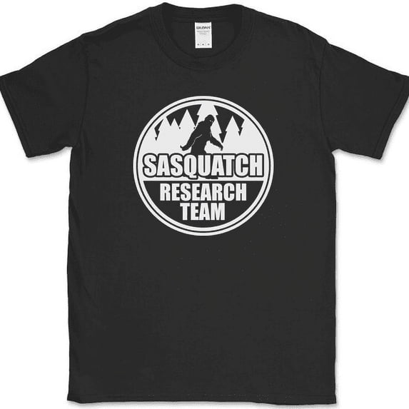 SASQUATCH RESEARCH TEAM T-Shirt Funny BIGFOOT Believe Humor Novelty Cotton Tee - Black, S