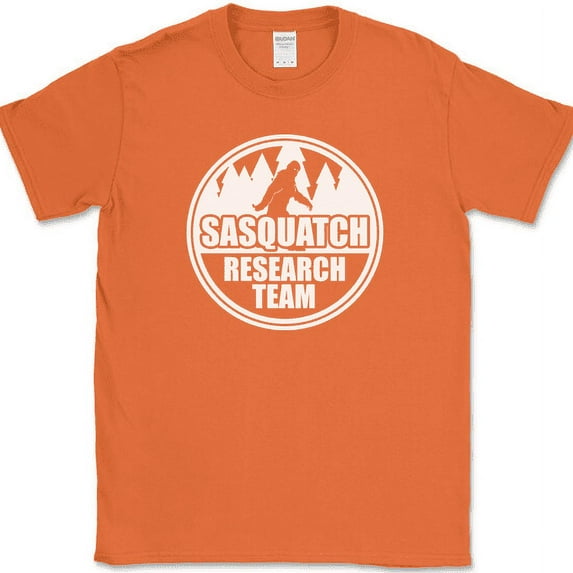 SASQUATCH RESEARCH TEAM T-Shirt Funny BIGFOOT Believe Humor Novelty Cotton Tee - Orange, 5XL