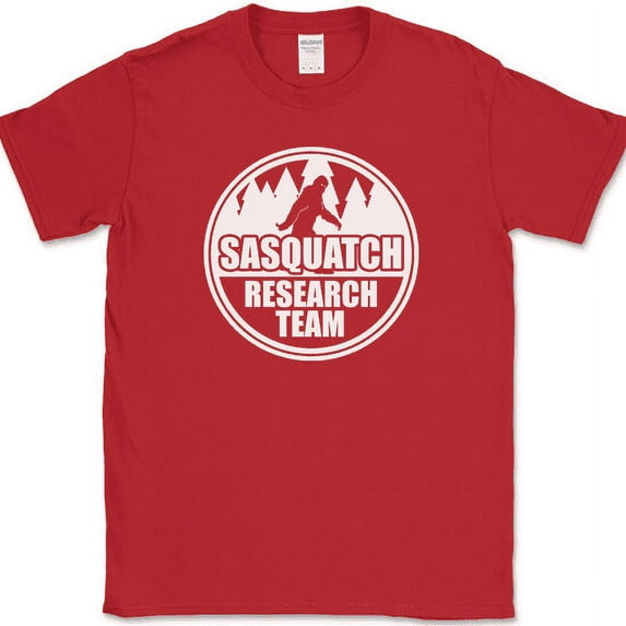 SASQUATCH RESEARCH TEAM T-Shirt Funny BIGFOOT Believe Humor Novelty Cotton Tee - Red, S