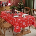 thumbnail image 1 of SASTYBALE Christmas Red Table Cloth Rectangle, Snowflake Print Flannel Backed Vinyl Tablecloth for Rectangle Tables, Waterproof PVC Plastic Table Cover for Christmas Winter, Holiday Party, 1 of 7