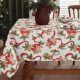 thumbnail image 1 of SASTYBALE Christmas Tablecloth Rectangle,Jacquard Fabric Christmas Table Cloth with Poinsettia Flowers, Spillproof Table Cover for Winter Holiday Dinner Decor, 1 of 7