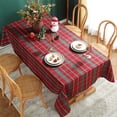 thumbnail image 1 of SASTYBALE Christmas Tablecloth Red Plaid, Square Xmas Metallic Fabric Table Cloth Dust-Proof Wrinkle Resistant Heavy Weight Polyester Table Cloths for Holiday Kitchen Dinning Tabletop (52" x 52"), 1 of 6
