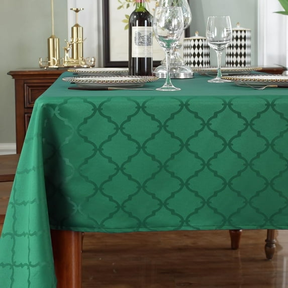 SASTYBALE Professional Machine Washable 60" x 120" Jacquard Tablecloths with Flower Pattern, Green