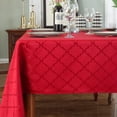thumbnail image 1 of SASTYBALE Christmas Tablecloths Rectangular, Jacquard Xmas Table Cloth with Geometric Patterns, Washable Spillproof Table Cover for Parties Winter Holiday Decor (Rectangle, 60" x 120", Red), 1 of 6