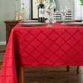 thumbnail image 1 of SASTYBALE Christmas Tablecloths Rectangular, Jacquard Xmas Table Cloth with Geometric Patterns, Washable Spillproof Table Cover for Parties Winter Holiday Decor (Rectangle, 52" x 70", Red), 1 of 6