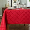 thumbnail image 1 of SASTYBALE Christmas Tablecloths Rectangular, Jacquard Xmas Table Cloth with Geometric Patterns, Washable Spillproof Table Cover for Parties Winter Holiday Decor (Rectangle, 60" x 84", Red), 1 of 6