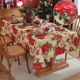 thumbnail image 1 of SASTYBALE Christmas Tablecloths Rectangular, Printed Xmas Table Cloth with Poinsettia Flowers and Holly Berries, Spillproof Polyester Table Cover for for Party Winter Holiday, 1 of 7