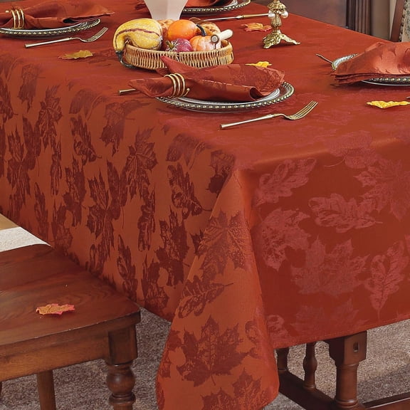 SASTYBALE Fall Tablecloths for Rectangle Tables Maple Leaves Jacquard Tablecloth, Vintage, Spill-Proof & Wrinkle Free for Thanksgiving Feasts, Harvest Celebrations, Cozy Dinners