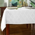 thumbnail image 1 of SASTYBALE Jacquard Tablecloth Flower Patterns Polyester Table Cloth Spill Proof Dust-Proof Wrinkle Resistant Table Cover for Kitchen Dining Tabletop Decoration (White, (Rectangle, 60" x 120"), 1 of 4