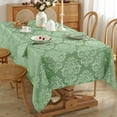 thumbnail image 1 of SASTYBALE Rectangle Tablecloth 60 x 120 Inch Floral Jacquard Spill Proof Wrinkle Free Damask Table Cloth, Washable Fabric Table Cover for Party, Wedding, Banquet, Indoor, Outdoor, Sage Green, 1 of 6
