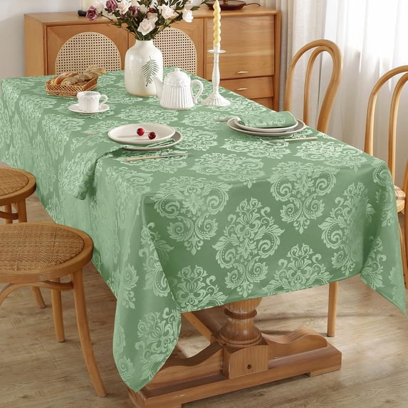SASTYBALE Rectangle Tablecloth 60 x 120 Inch Floral Jacquard Spill Proof Wrinkle Free Damask Table Cloth, Washable Fabric Table Cover for Party, Wedding, Banquet, Indoor, Outdoor, Sage Green