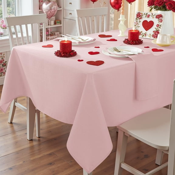SASTYBALE Rectangle Textured Tablecloth Waterproof Wrinkle Free Faux Linen Table Cloth, Fabric Table Cover for Dining, Party, Wedding, Dinner, Valentines Day, Holiday