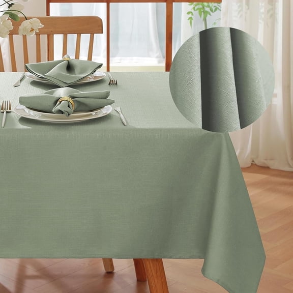 SASTYBALE Sqare Tablecloth - Linen Textured Table Cloth Water Resistant Wrinkle Free Washable Fabric Table Cover for Spring Summer Kitchen Dining Tabletop Decoration, 52 x 52 Inch, Sage Green