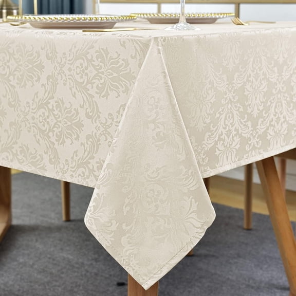 SASTYBALE Tablecloth Rectangle Jacquard Damask Tablecloth, Spill Proof & Wrinkle Resistant Polyester Table Cloth, Washable Table Cover for Party, Dining, Indoor, Outdoor