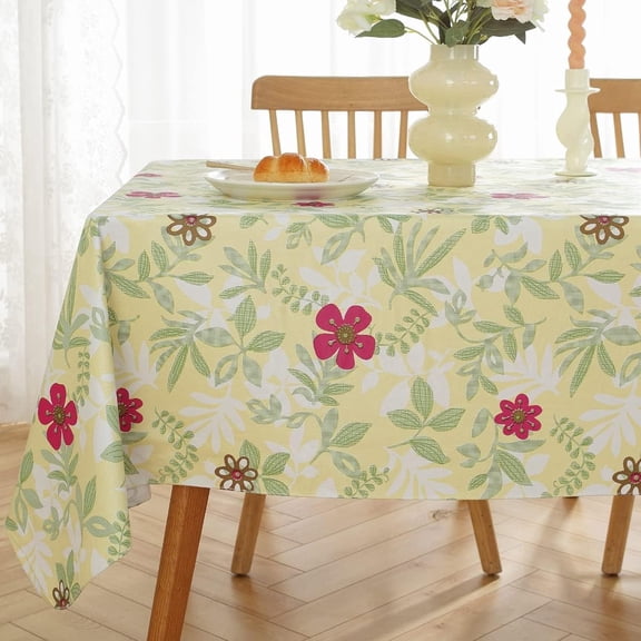 SASTYBALE Vinyl Tablecloth with Flannel Backing Rectangle , 100% Waterproof & Oil Proof Plastic Floral Table Cloth, Heavy Duty Table Cover for Dining, Party, Indoor, Outdoor