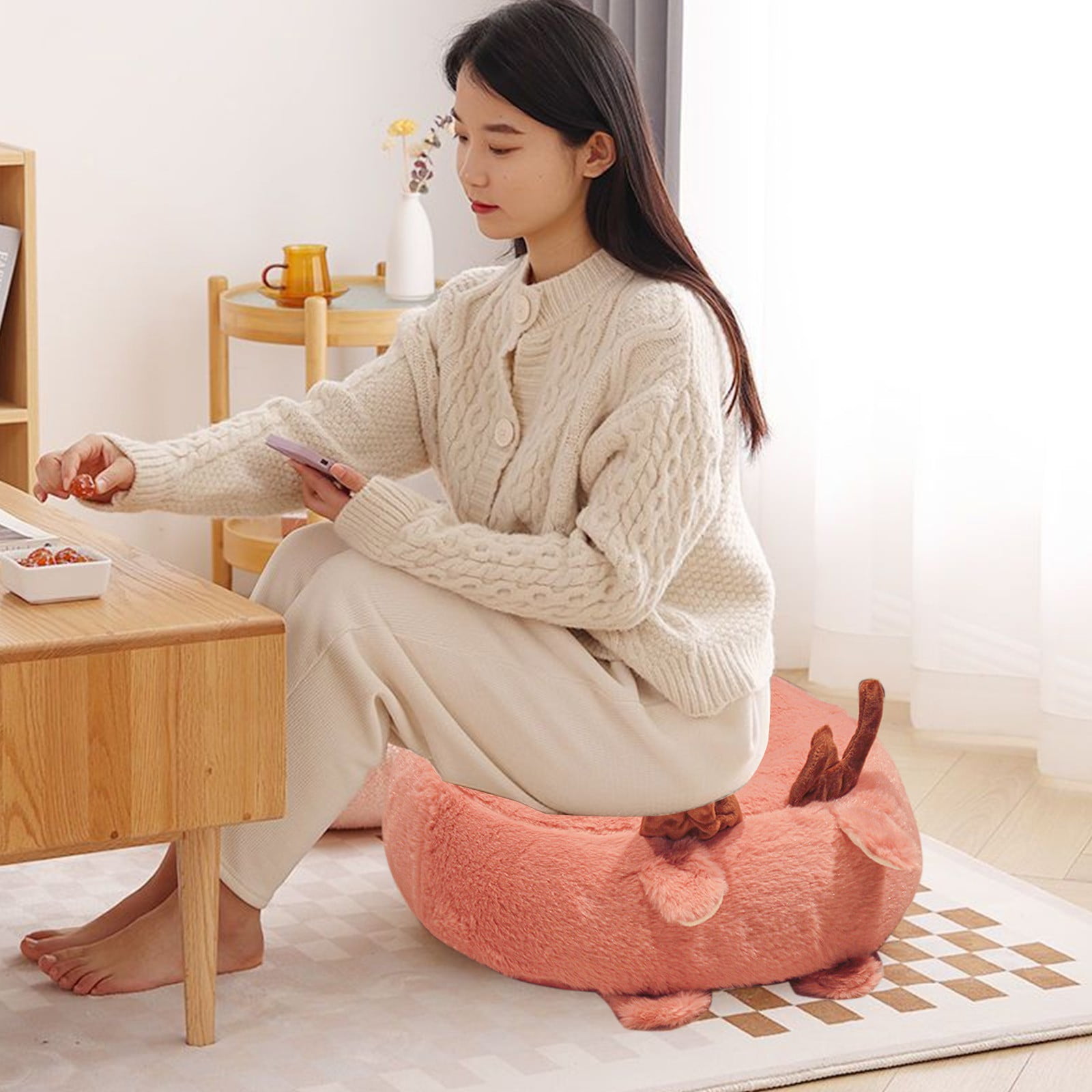 SASUYTWU Chair Pillow Pink Desk Chair Cushion Cushion Round Medium Hole Cushion Suitable For Sitting On The Floor Office Cushion Solid Thick Seat Cushion Butt Cushion For Yoga Sofa For Living Room