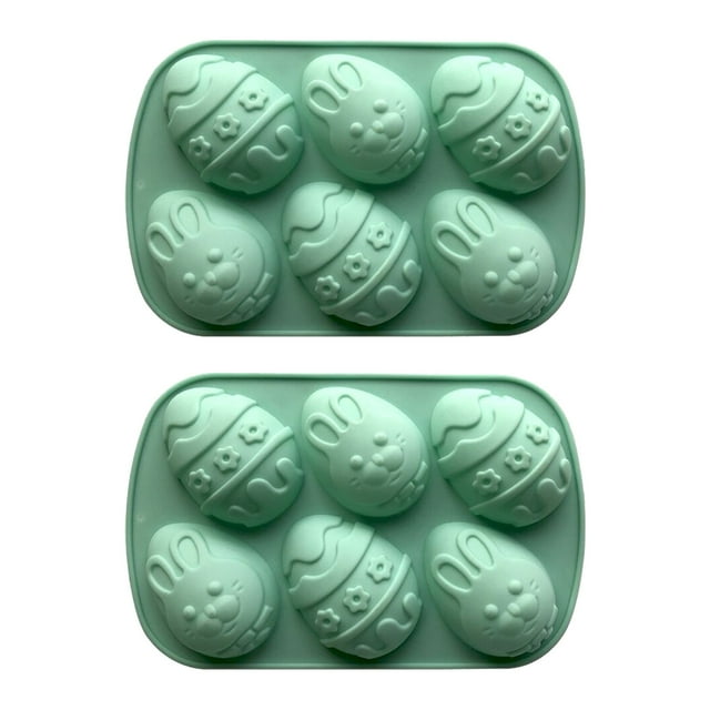 SASUYTWU Chocolate Molds Silicones (Green), Candy Molds Easter 6 Hole DIY Dinosaur Eggs