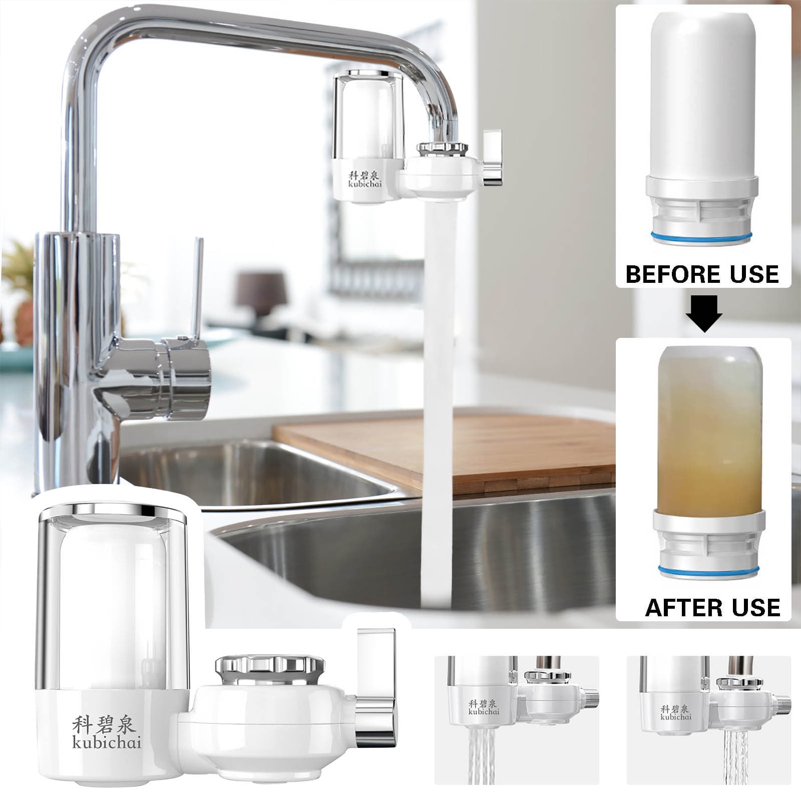 SASUYTWU Water Filter For Sink (White), Water Filter For Sink Faucet