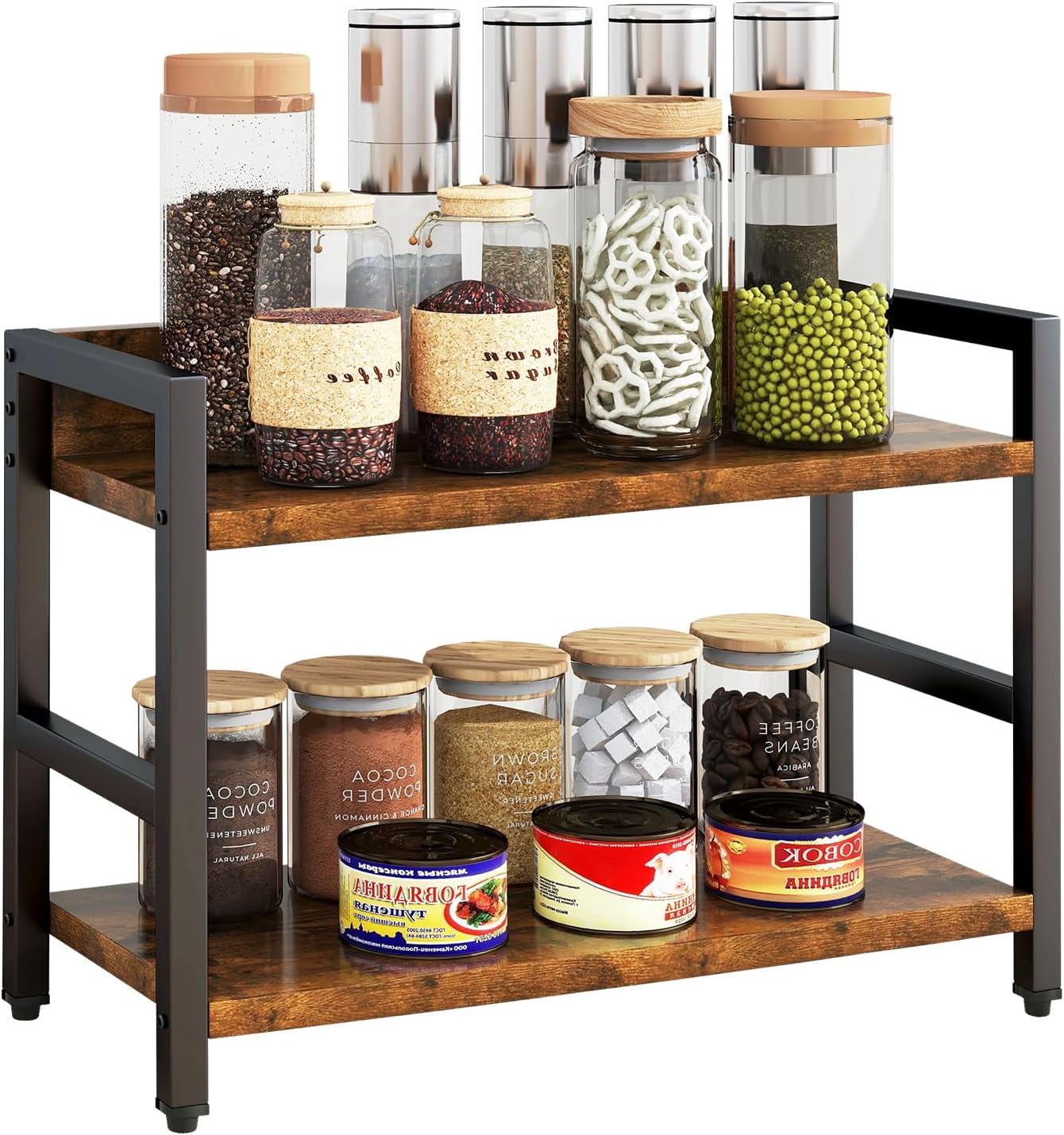 xcvbpyrg 2-Tier Spice Rack Counter Shelf Desktop Storage Organizer ...