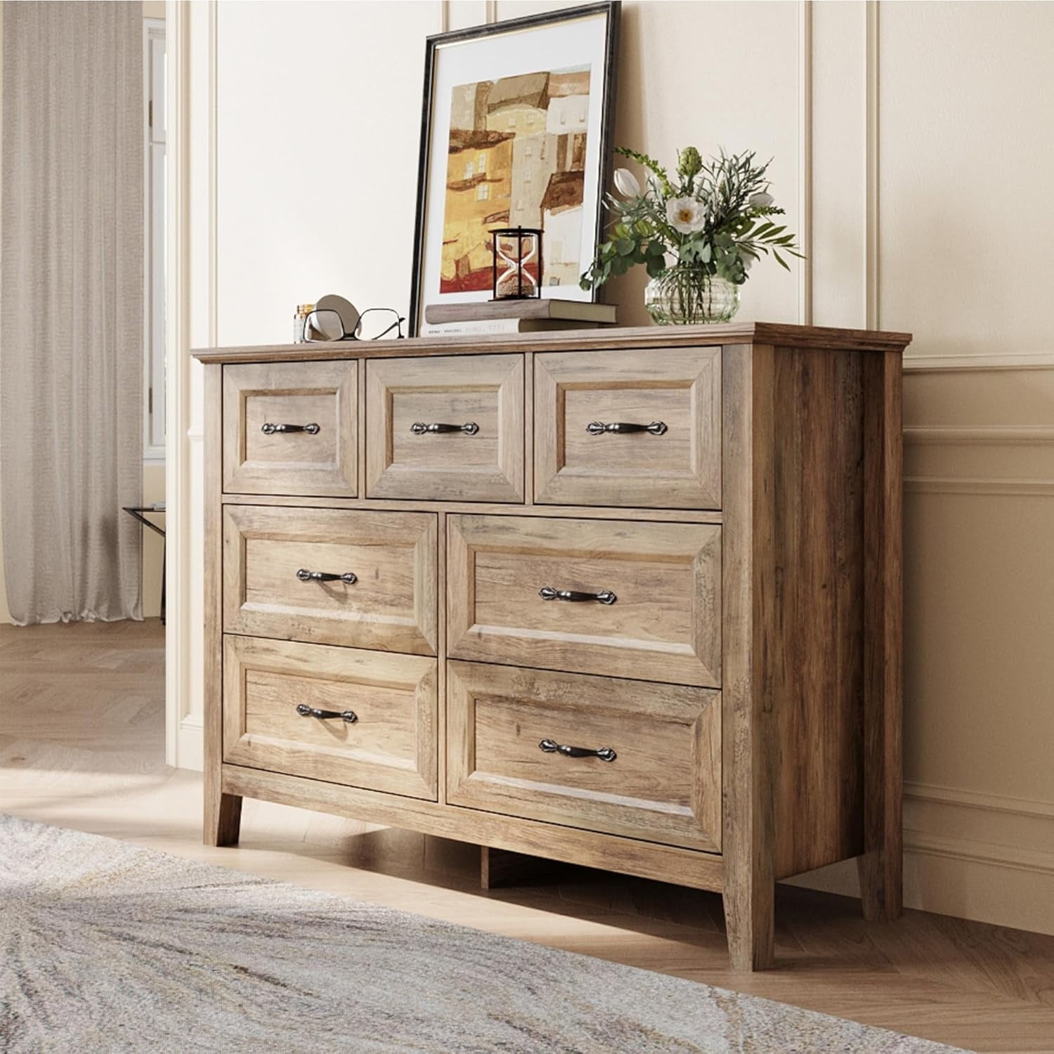 SASYXDC 9 Drawers Dresser for Bedroom Wood Bedroom Dresser Farmhouse ...