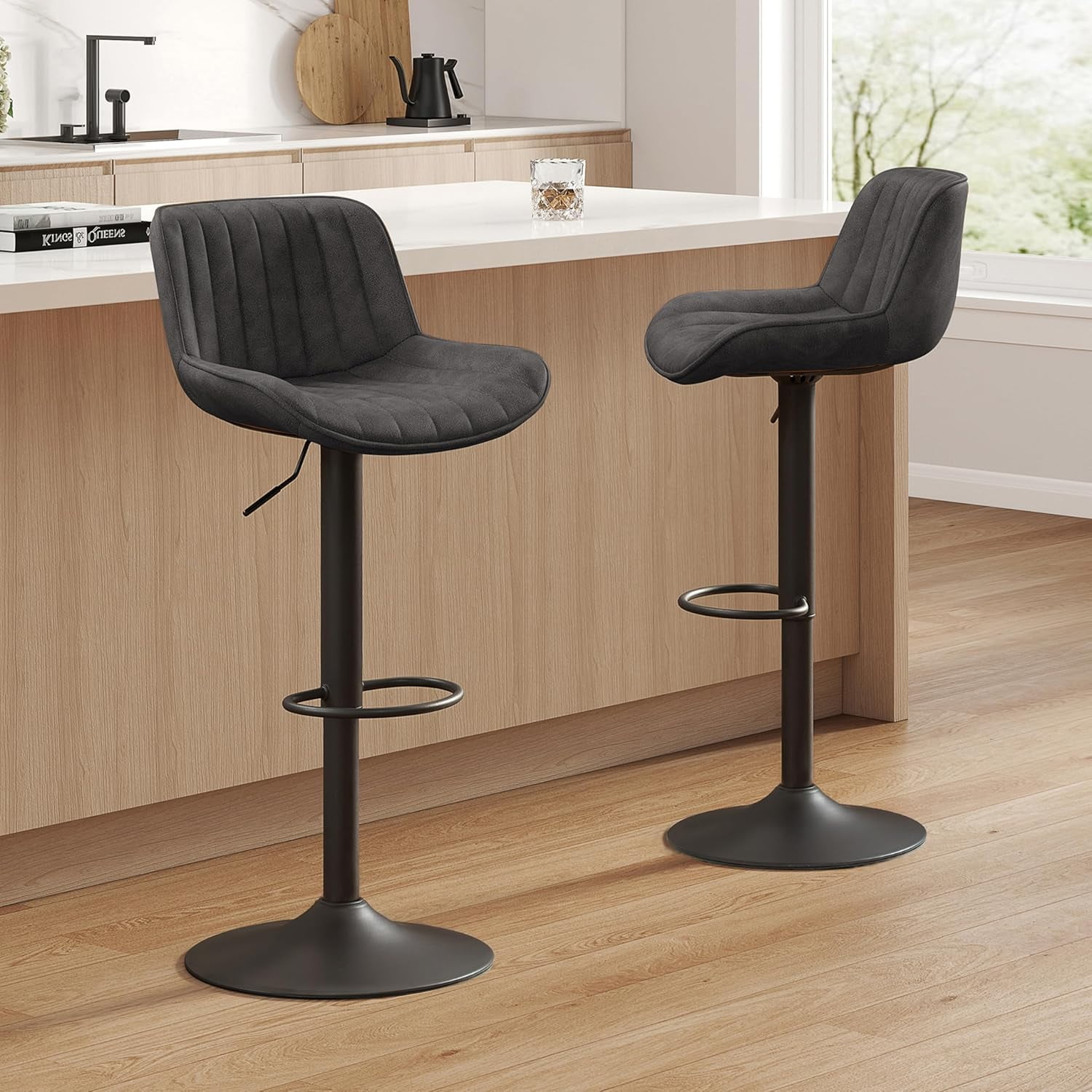 SASYXDC Bar Stools - Morden Faux Leather Counter Height Bar Stools with ...