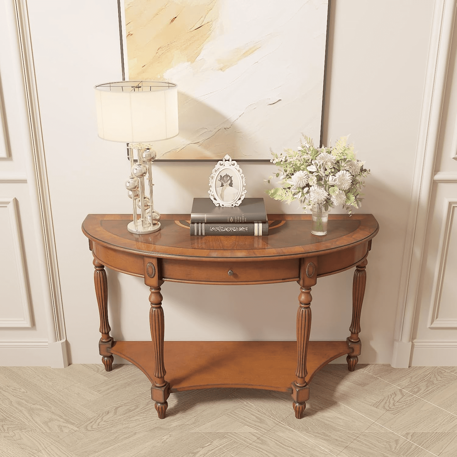 DXYJCNL Demi Lune Console Table for Entryway Living Room Solid Wood ...