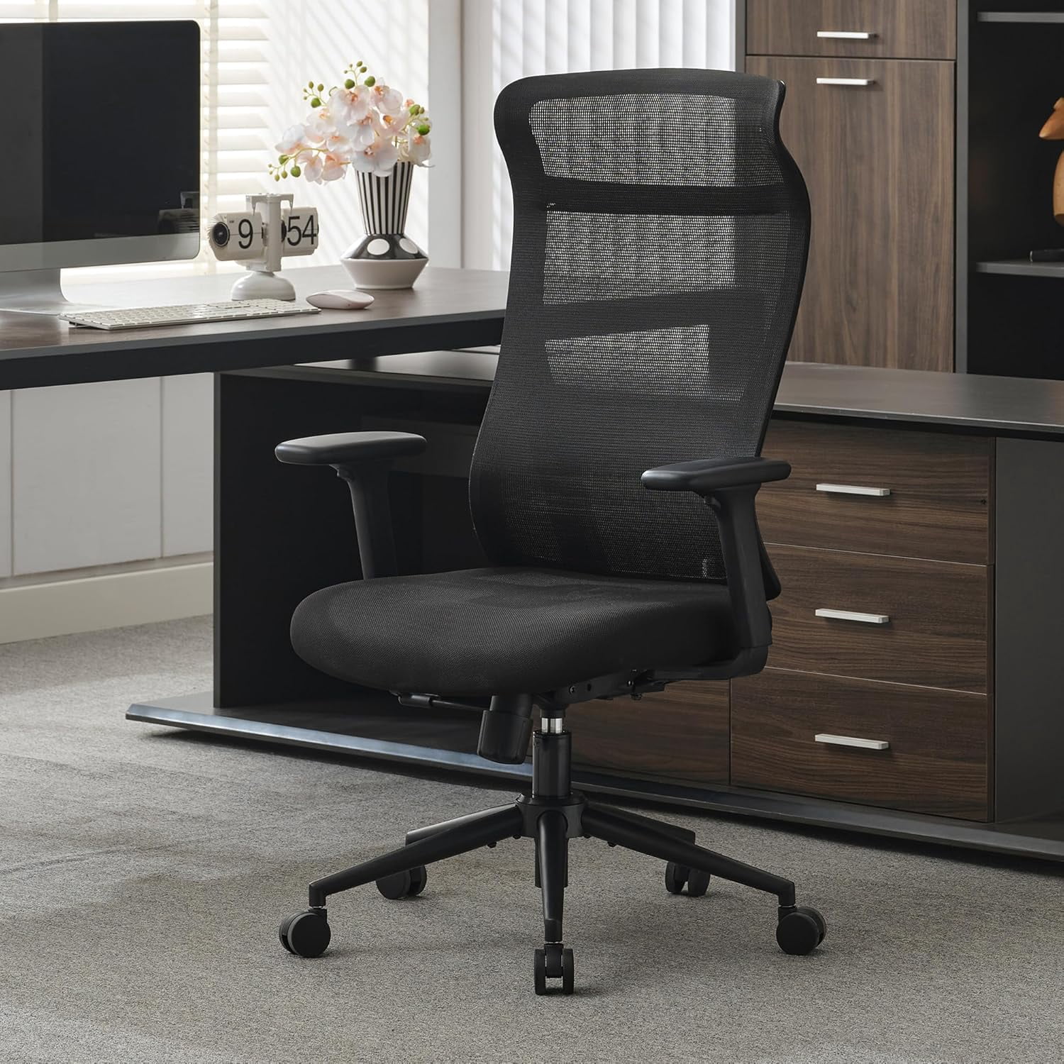 SASYXDC Ergonomic Mesh Chair S-Shaped High Back Reclining Chair Big and ...