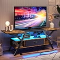 thumbnail interactive-video image 1 of TAUS 59" LED TV Stand – Mid Century Media Console With Power Outlets & USB 1 of 4