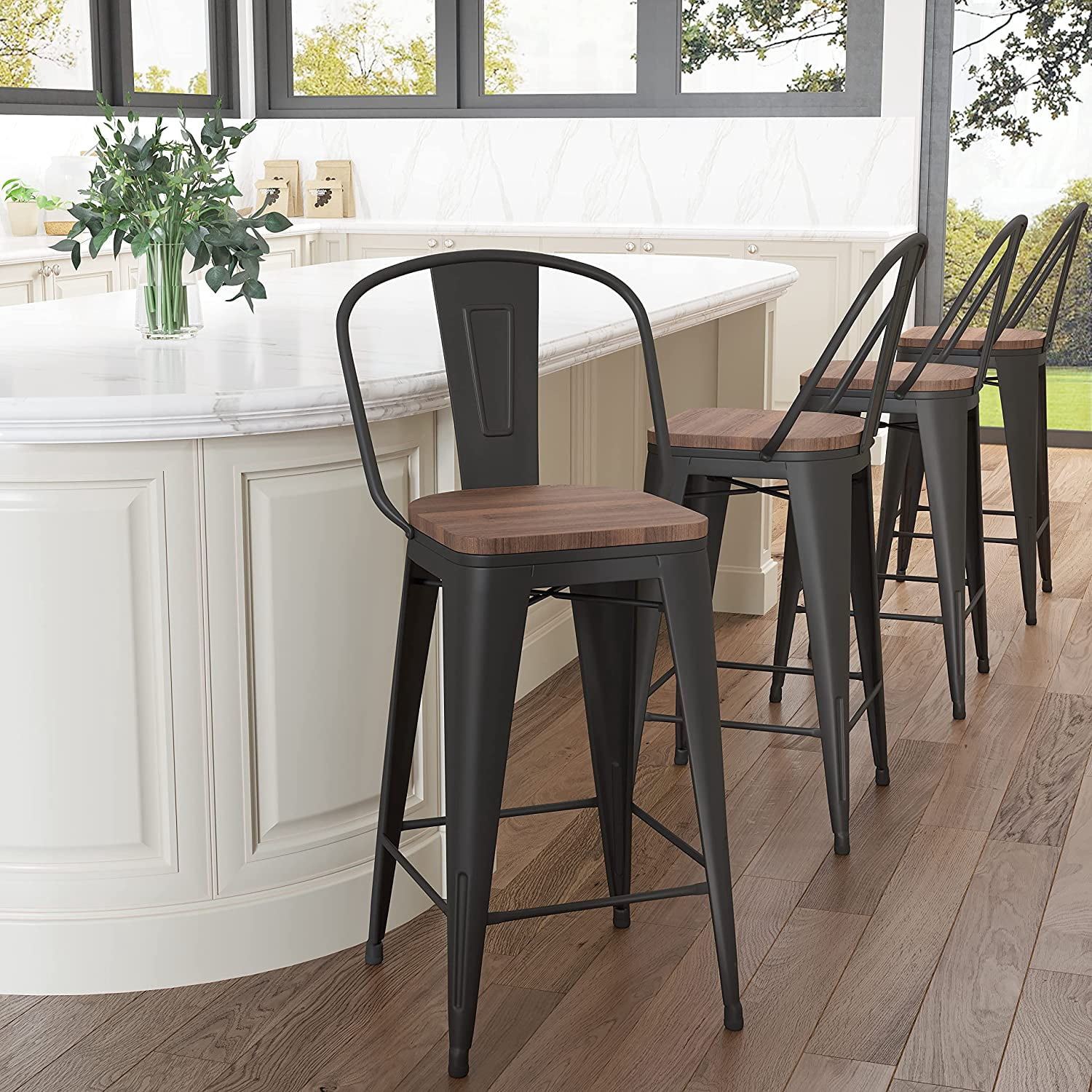 SASYXDC Metal Bar Stools 26 inch Barstools Counter Height Bar Stool ...