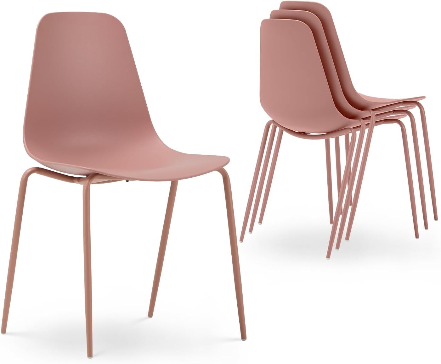 SASYXDC Stackable Dining Room Chairs Set of 4 Plastic Kitchen Chairs ...