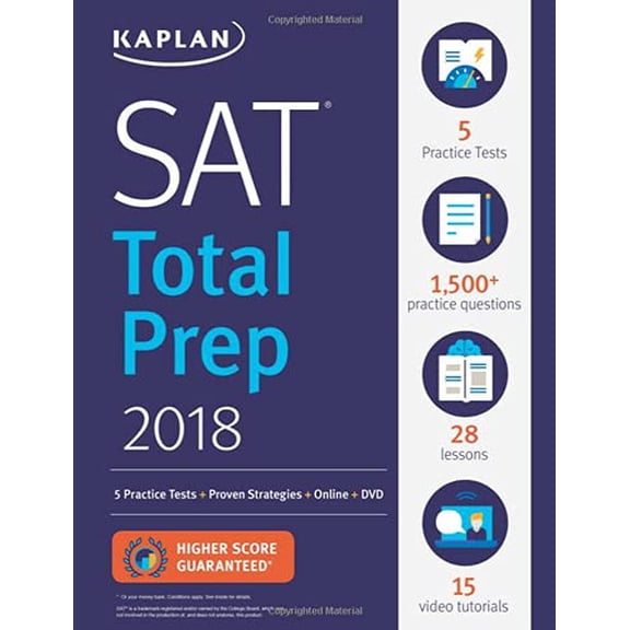 Pre-Owned SAT: Total Prep 2018: 5 Practice Tests + Proven Strategies + Online + DVD (Kaplan Test Prep) (Paperback) 1506221343 9781506221342