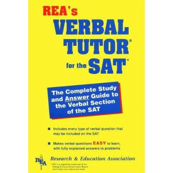 Pre-Owned Sat Verbal Tutor (REA) - The Best Test Prep for the SAT (SAT PSAT ACT (College Admission) Prep) (Paperback) 0878919635 9780878919635