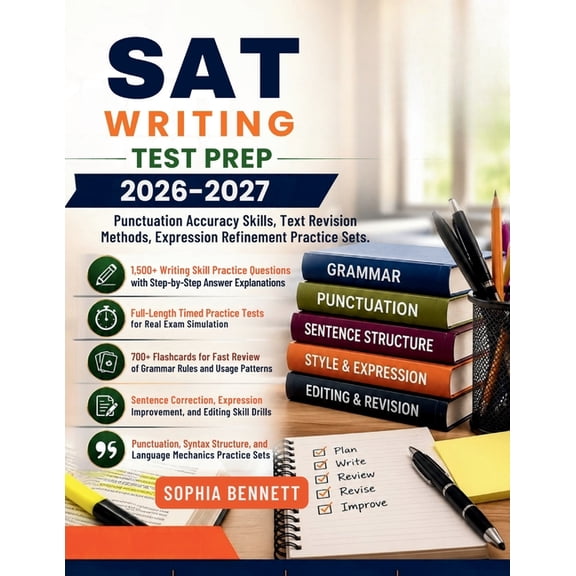 SAT Writing Test Prep 2026-2027: Punctuation Accuracy Skills Text Revision Methods Expression Refinement Practice Sets, (Paperback)