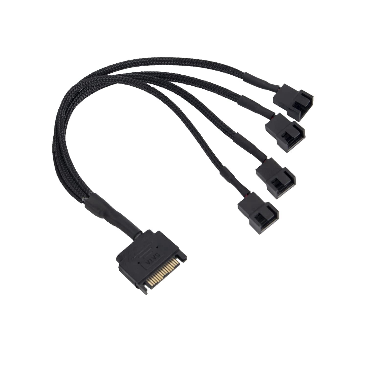 SATA 15-Pin to 3-Way 3-Pin and 4-Pin PC Cooling Fan Adapter Power Cable ...