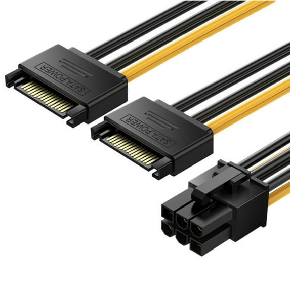 SATA 15Pin to 6Pin Power Cable for Video Card Power Adapter Cord Stable Power Supply Flame Resistant PVC Coating