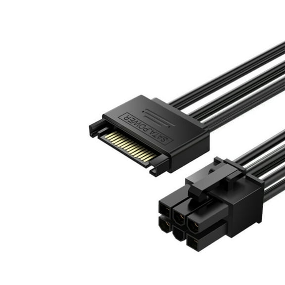 SATA 15Pin to 6Pin Power Cable for Video Card Power Adapter Cord Stable Power Supply Flame Resistant PVC Coating