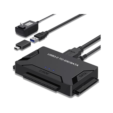 SATA / IDE to USB 3.0 Adapter, Hard Drive Reader for Universal 2.5 3.5-Inch IDE and SATA External HDD/SSD, with 12V 2A Power Supply Support 6TB