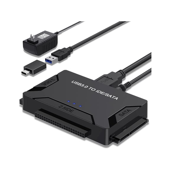 SATA / IDE to USB 3.0 Adapter, Hard Drive Reader for Universal 2.5 3.5-Inch IDE and SATA External HDD/SSD, with 12V 2A Power Supply Support 6TB