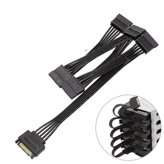 SATA Power Splitter Cable, 15 Pin 1 to 5 SATA Hard Drive Power Adapter for PC Desktop