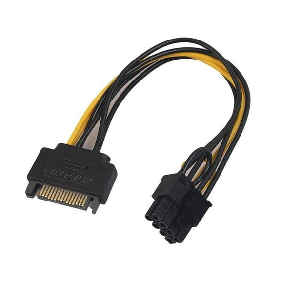 SATA to PCIe Power Cable, 15-Pin to 8-Pin, 18cm Length, for Graphics Card & Mining Rig Power Supply