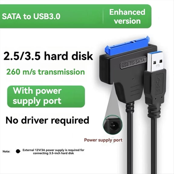 SATA to USB 3.0 Adapter Cable for 2.5 Inch SSD/HDD Drives, Support Up to 5Gbps Speed