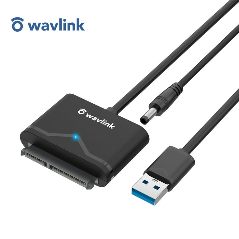 SATA to USB 3.0, WAVLINK SATA I/II/III Hard Drive Adapter Cable for 3.5/2.5  Inch HDD/SSD with 12V/2A Power Adapter