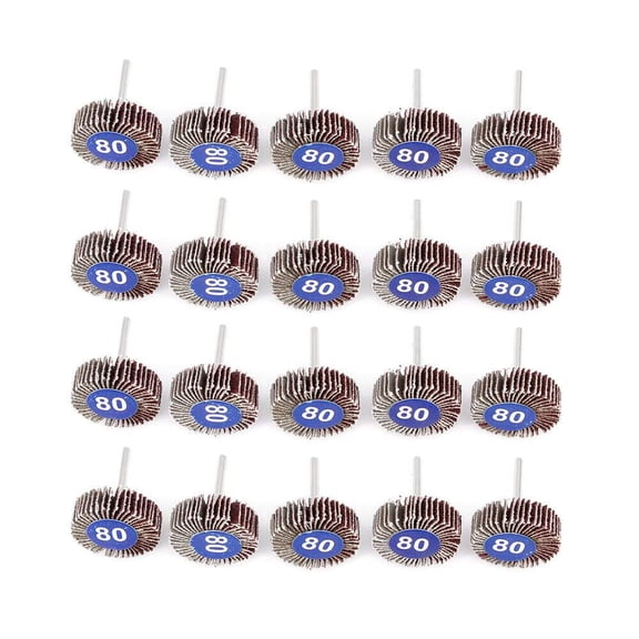 SATC 20Pcs 1-1/4" x 1/2" x 1/8" Shank Flap Wheel Set for Surface Finishing with 80 Grit