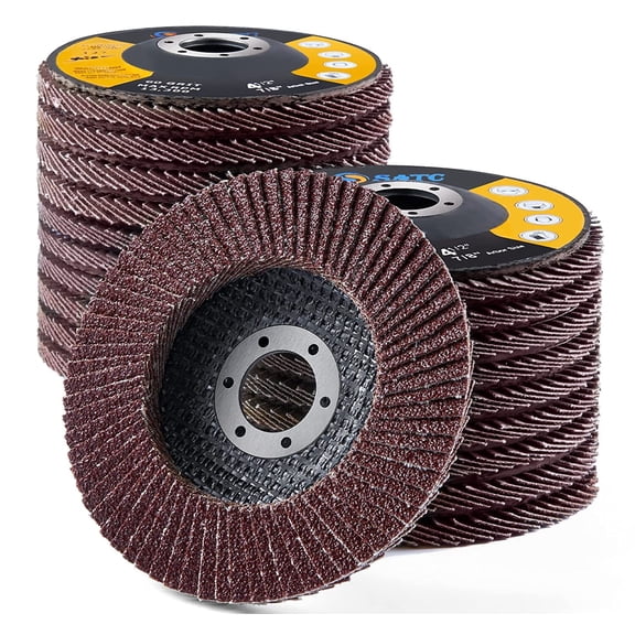 SATC 50Pcs 4.5" x 7/8" Aluminum Oxide  Flap Disc 80 Grit Grinding Wheels Typ 27 for Polishing