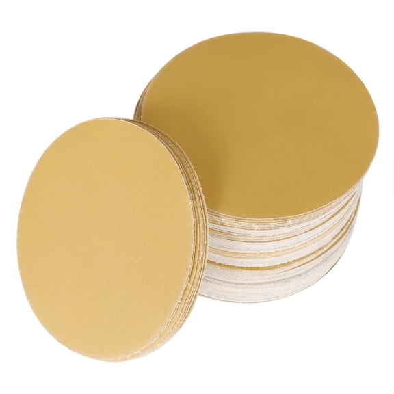 SATC 50Pcs 5" (125mm) Gold Sandpaper 0-Hole Hook and Loop Aluminum Oxide Abrasive Sanding Discs 120 Grit for Polishing