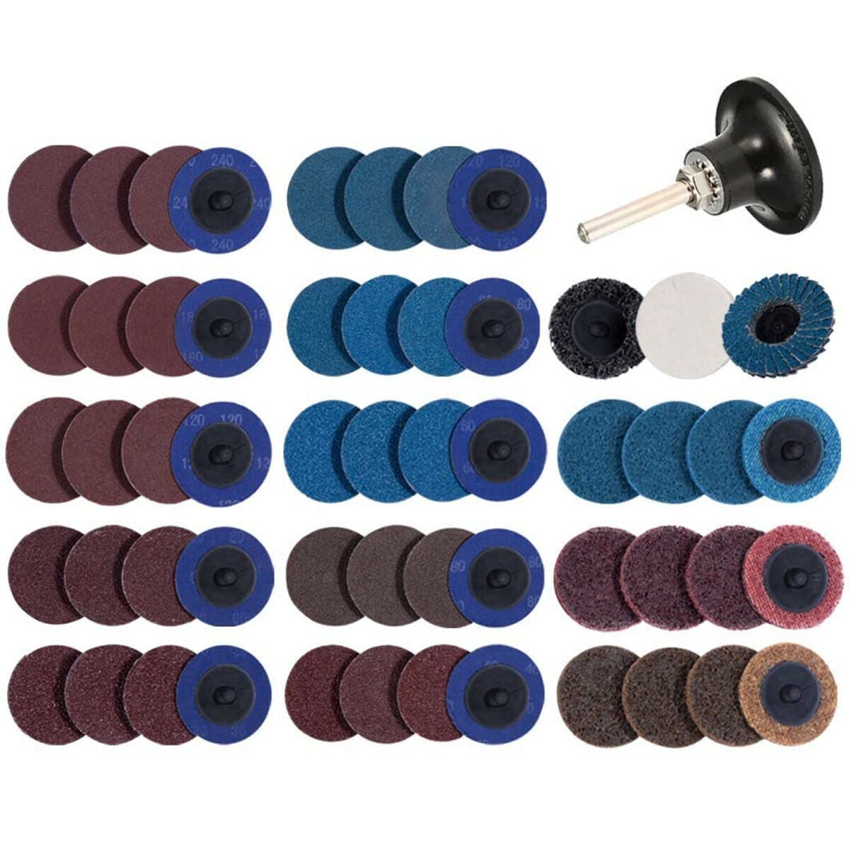 SATC 71PCS 2 inch Quick Lock Surface Conditioning Disc Set W/ 1/4" Drill Holder, Rust Paint Removal Sanding Grinding Quick Change Discs for Die Grinder